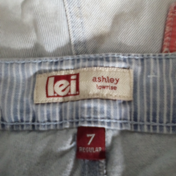 Lei Blue and Orange Jean Shorts with Distressed Details - Picture 3 of 3